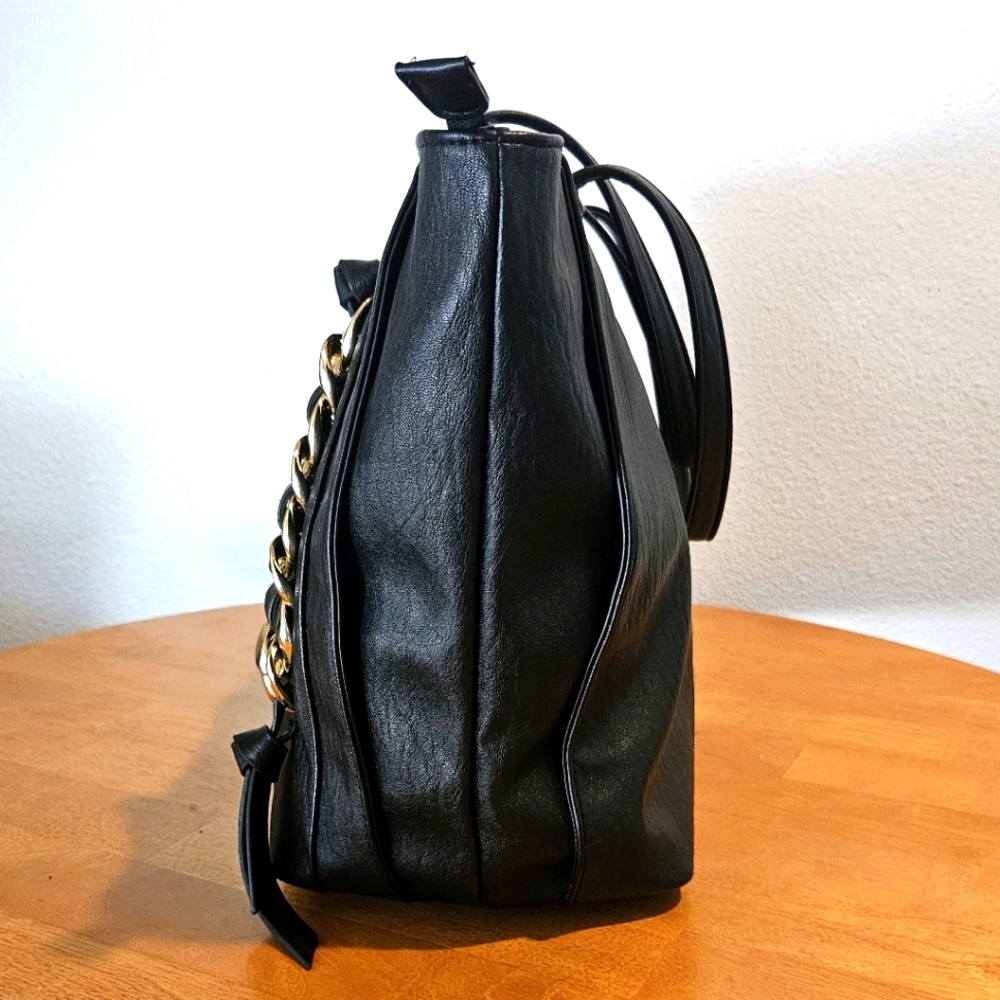 NWOT's - JESSICA SIMPSON - Cute Large Black Tote with Gold Accents. - Picture 2 of 9